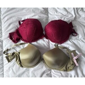 NWOT Lot Of Two Victorias Secret Bras 38DDD Lace Very Sexy Low Cut Dream Angels